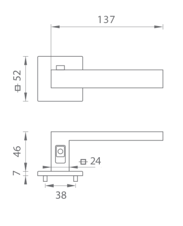 Okov za vrata MP TI - SQUARE - HR 4275Q 7S sa zaključavanjem, 38-45 mm (WS - White mat)