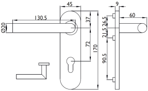 Okov za vrata TWIN VISION H 1802 FS (E)