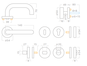 Objektni okovi ACT Una R TO3 (INOX)