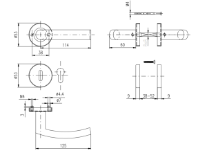 Okov za vrata ROSTEX CORNO sa klinovima (MAT INOX)