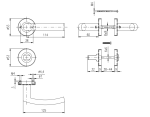 Okov za vrata ROSTEX CORNO sa klinovima (MAT INOX)