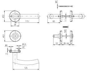 ROSTEX okovi za vrata s CORTINA klinovima (MAT INOX)