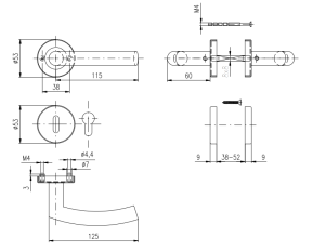 ROSTEX okovi za vrata s CORTINA klinovima (MAT INOX)