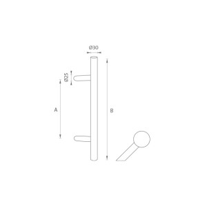 RUČICA kod K10 Ø 30 mm ST - kom (BS - Mat crna)