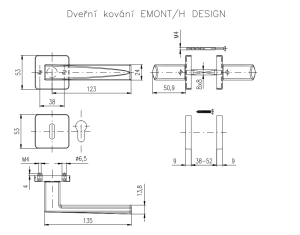 Okov za vrata ROSTEX EMONT/H sa klinovima (MAT INOX)