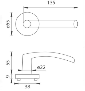 Okov za vrata MP Esso - R (BS - crni mat)