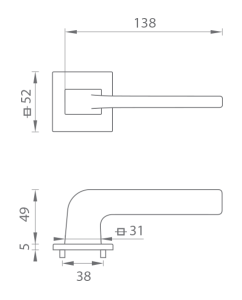 Okov za vrata MP DARA - HR 4007 5SQ T1 (BS - Mat crna)