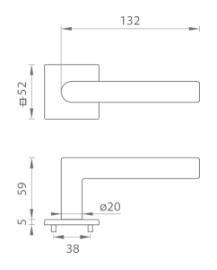 Okov za vrata MP FAVORIT - HR 4002 5SQ T1 (BS)