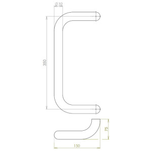 Inox kvaka &quot;G&quot; HOLAR, ø 32 mm - Satin mat