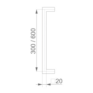 Inox kvaka &quot;U&quot; HOLAR, 20x20 mm kvadratna - saten mat