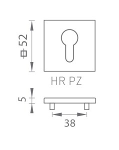 Rozeta za vrata MP - TI - HR 5SQ T3 (BS - Mat crna)