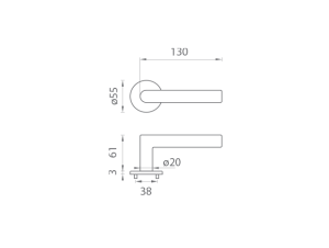 Okov za vrata MP - FAVORIT - R 3SM (SB - PVD crni)