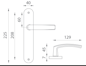 AKCIJA Okov za vrata MP BA - MIRA - S (F8 - mat nikal) - BB, razmak 72 mm, kvaka-kvaka