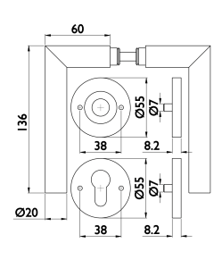 AKCIJA Okov za vrata TWIN VISION H 1802 (CM) - BB