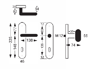 AKCIJA Okov za vrata Lienbacher Tilly 310/303 (srebrno crni) - BB - korak 90 mm