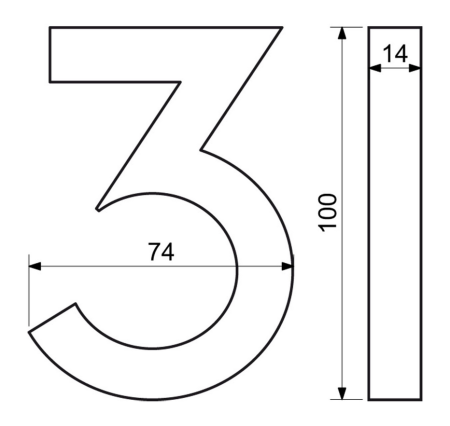 Kućni broj u "3D" izvedbi sa strukturiranom površinom RICHTER RN.100LV