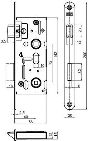 AKCIJA Usadna brava K111 razmak 72 mm/ 60 mm WC