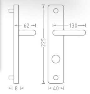 Okov za vrata ACT Lida HR (INOX) - s oprugom