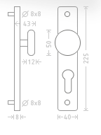 Okov za vrata ACT Tipa HR ECO (INOX)