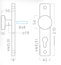 Okov za vrata ACT Tipa HR (INOX) - s oprugom